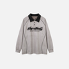 Autumn Relaxed-Cut Stitch-Craft Sport-Collar Long Sleeve T-Shirt