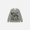 Front view of the gray Rockstar Drummer Sweater in a gray background