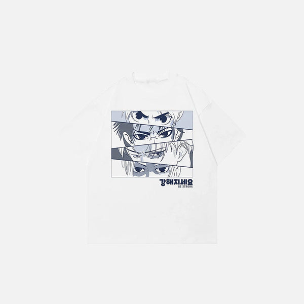 Circa-2000 Unstructured Hand-Drawn-Art Eyes Illustrated T-Shirt alternatif görünüm
