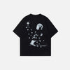 Hand-Drawn-Art Characters Imprinted Short Sleeve T-Shirt