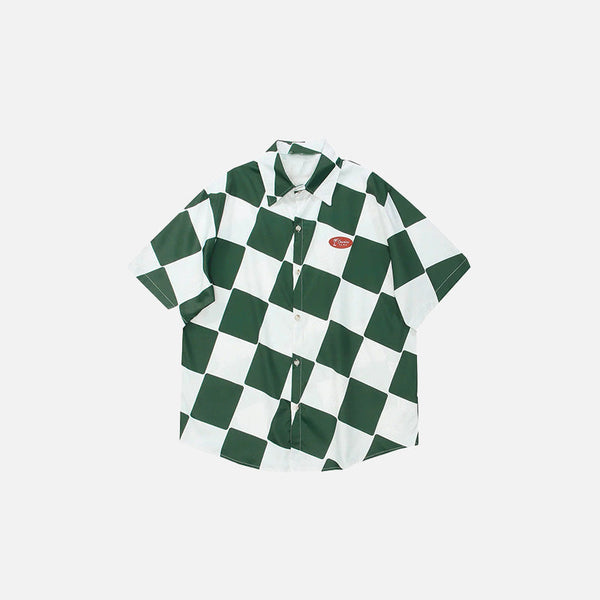 Board Check Graphic Woven Top alternatif görünüm