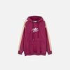 Front view of the red Star Emblem Contrast Hoodie in an gray background
