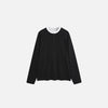 Front view of the black Classic Crew Neck Henley T-shirt in a gray background