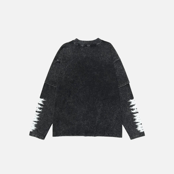 Retro-Faded Illustrated Print Long Sleeve T-Shirt alternatif görünüm