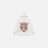 Front view of the white Hello Sweetness Hoodie in a gray background