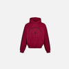 Front view of the red Athletic Graphic Hoodie in a gray background