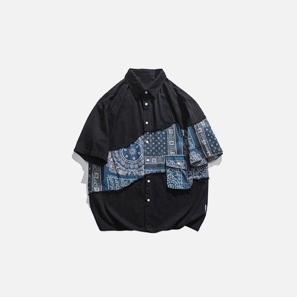 Bandana Panel Patchwork Woven Top alternatif görünüm