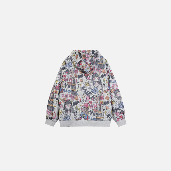Graffiti Vibes Zip-Up Sweatshirt alternatif görünüm