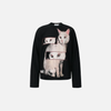 Noir-Edge Sweet Feline Print Imprinted Long Sleeve T-Shirt