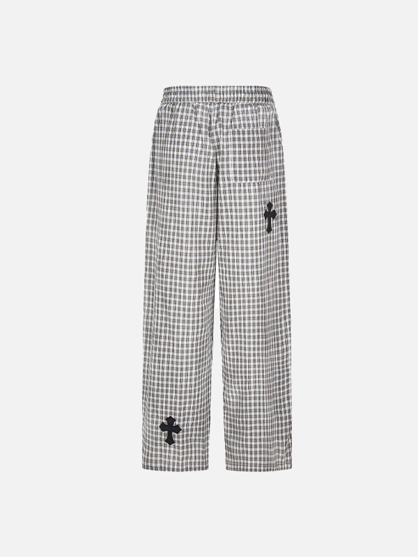 Y2K Wide Leg Ekose Jogger alternatif görünüm