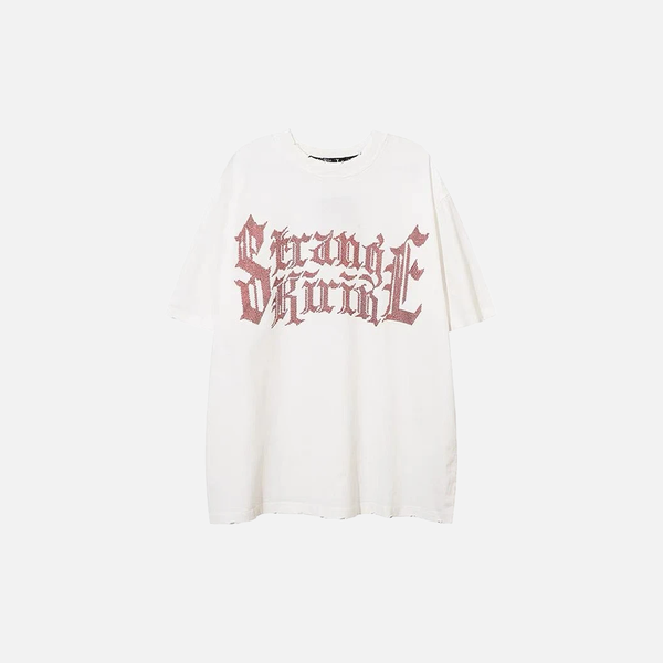 Collar O-Neck Print Letter Drilled Hot T-Shirt alternatif görünüm