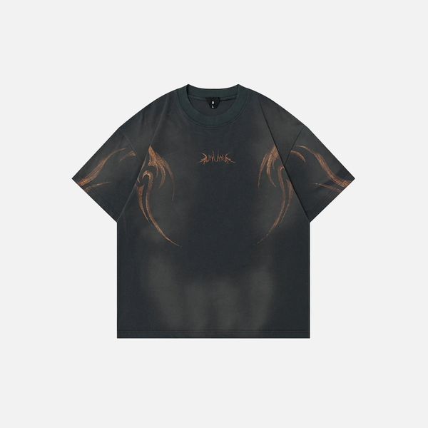 Big-Silhouette Off-Duty Designed Hip Hop Short Sleeve T-Shirt