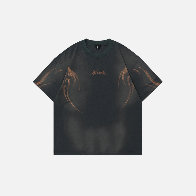 Big-Silhouette Off-Duty Designed Hip Hop Short Sleeve T-Shirt