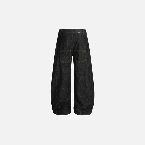 Plain Tone Classic Dark Relaxed Bell Leg Denim alternatif görünüm