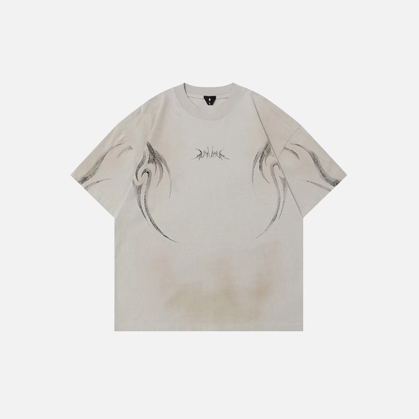 Big-Silhouette Off-Duty Designed Hip Hop Short Sleeve T-Shirt alternatif görünüm