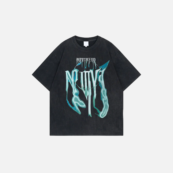 Oversized Cozy Dirty-Art Artwork Illustrated T-Shirt alternatif görünüm