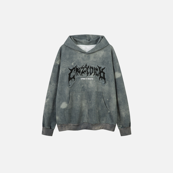 Metro Dark Oversized Front-Pocket Batik Sweatshirt