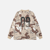 Terrain-Print Waffle Texture Long Sleeve T-Shirt
