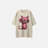 Women Designed Feline Print Hip Hop Polyester T-Shirt