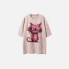 Women Designed Feline Print Hip Hop Polyester T-Shirt