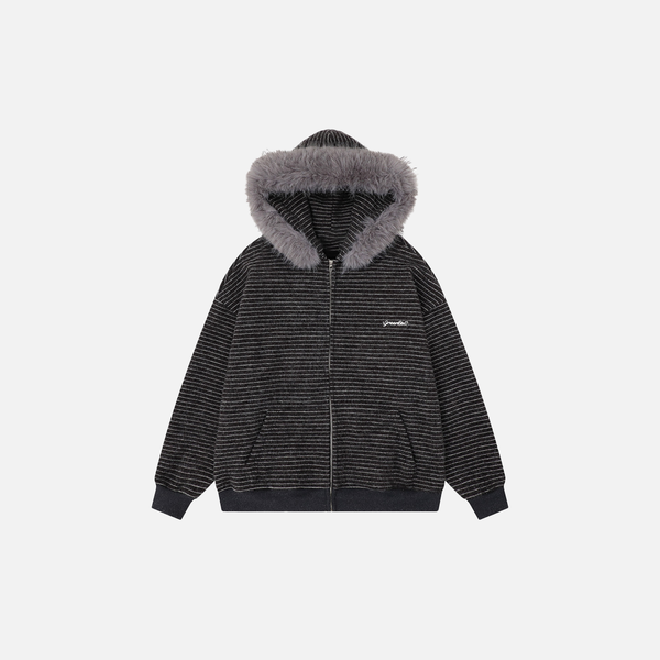 Euro Stripe Fur Relaxed Hood alternatif görünüm