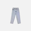 Front view of the blue Classic Straight-Leg Denim Jeans in a gray background