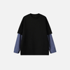 Two-Piece Fake Plaid Blue Long Sleeve T-Shirt