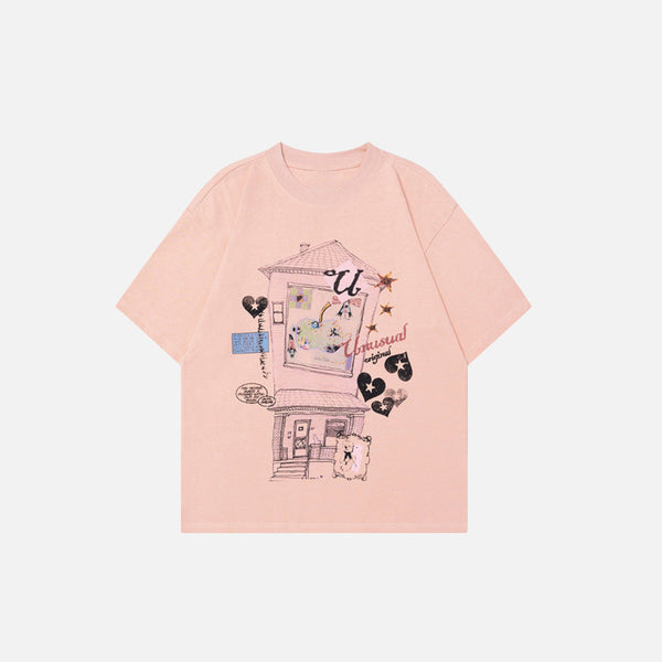 Iced Cartoon Print Short Sleeve T-Shirt