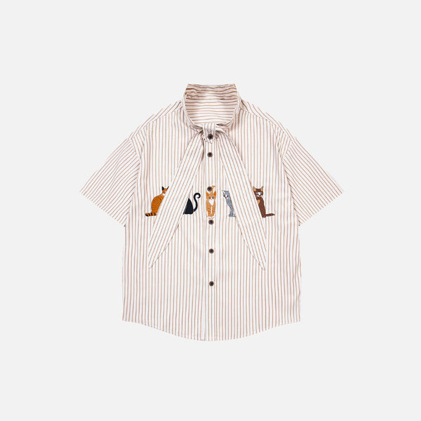 Kitty Stripe Cool Short Sleeve Top