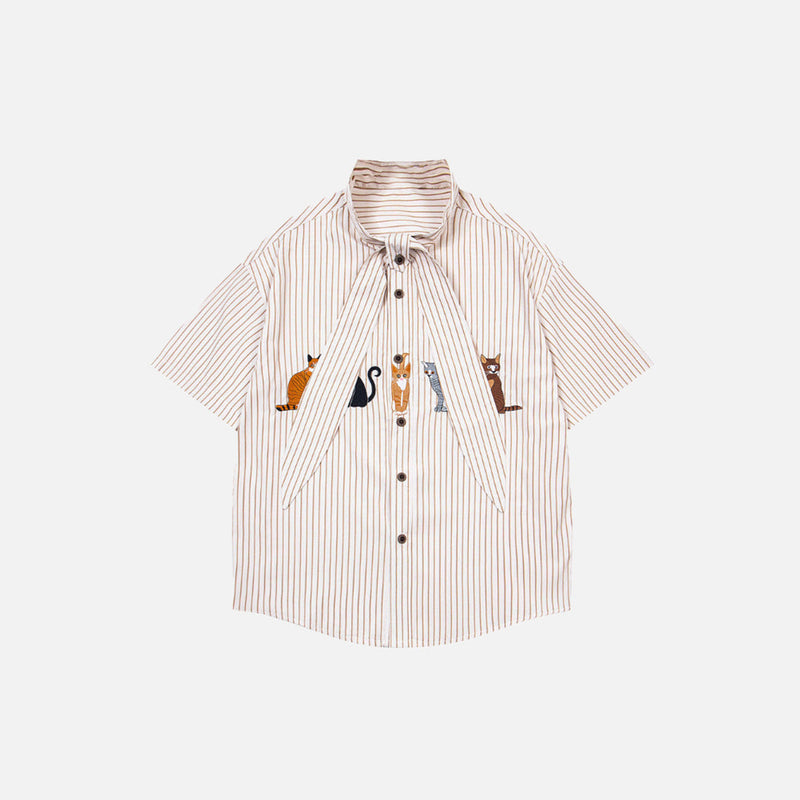 Kitty Stripe Cool Short Sleeve Top
