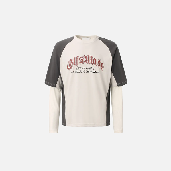 Revival Grit-Style Designed Stamped Fake Two-Piece T-Shirt alternatif görünüm