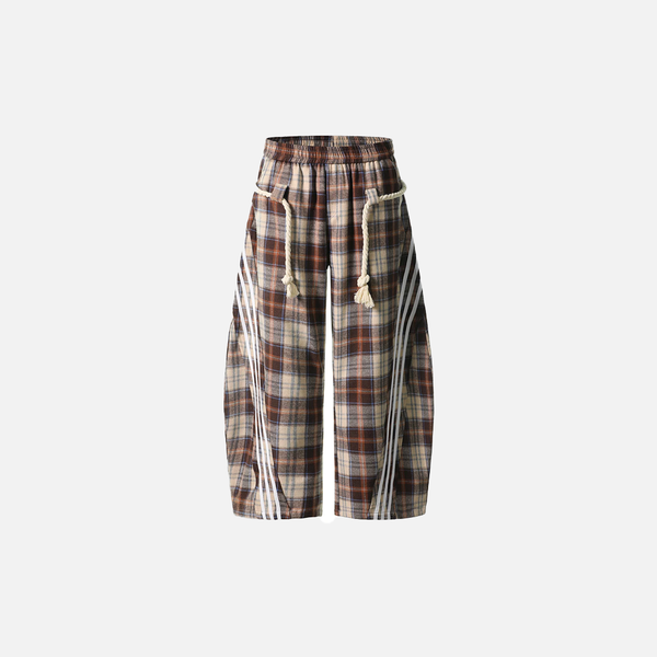Y2K Wide Leg Ekose Jogger, önden görünüm — Navra Wear