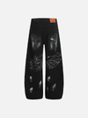 Unique Graphic Paint Splatter Relaxed Bell-Leg Denim