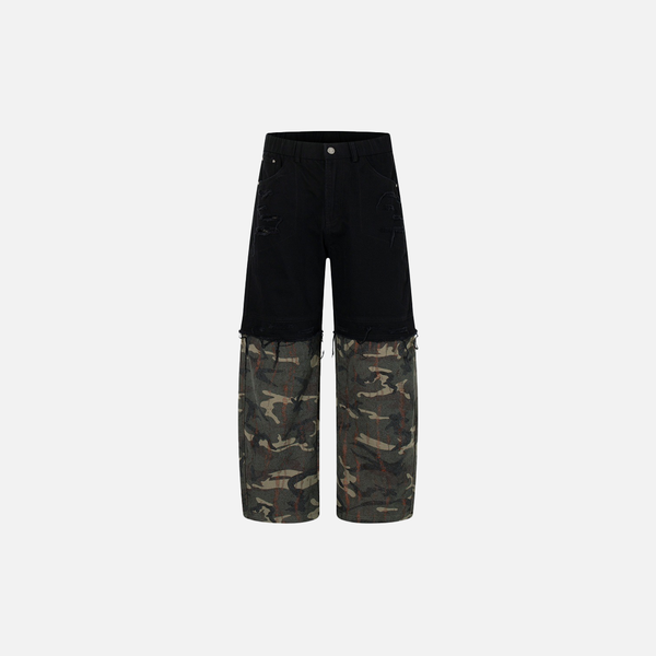 Unique Woodland Mosaic Color Block Denim