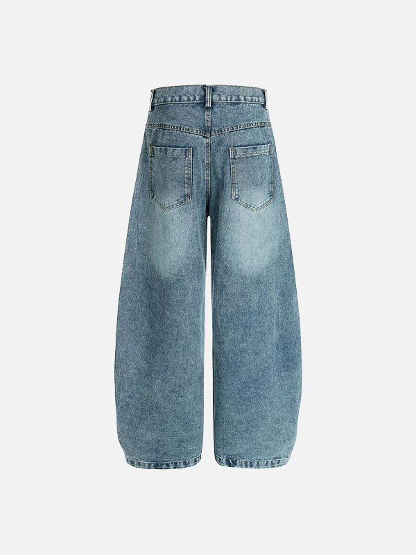 Irregular Mosaic Utility Denim Bell Leg Denim alternatif görünüm