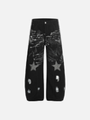 Unique Graphic Paint Splatter Relaxed Bell-Leg Denim