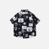 Tokyo Print Short Sleeve Button Top