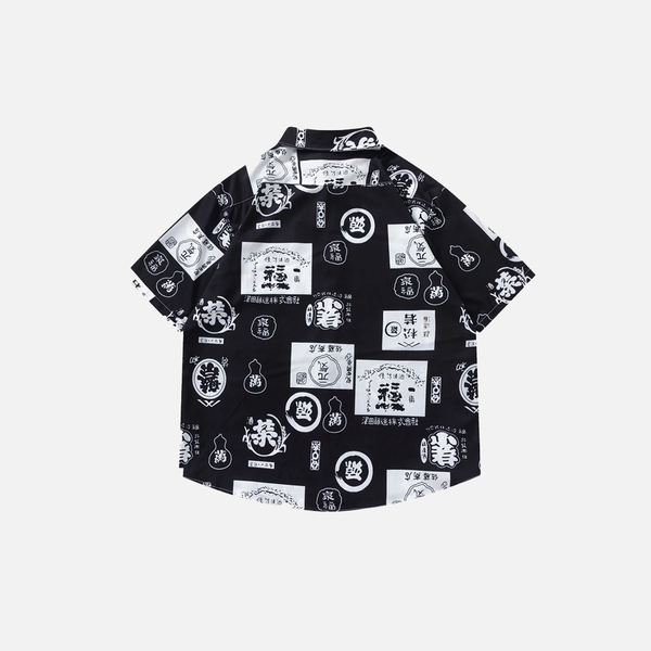 Tokyo Print Short Sleeve Button Top alternatif görünüm