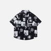 Tokyo Print Short Sleeve Button Top