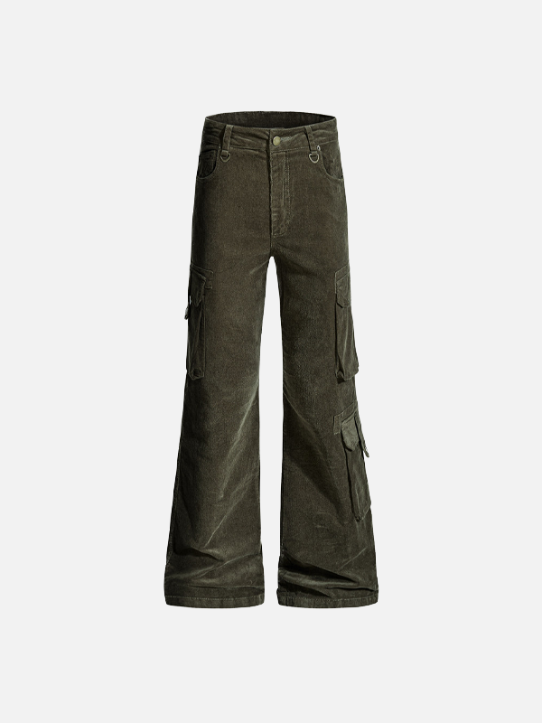 2000s Trendy Minimalist Multi-Pocket Flared Pants