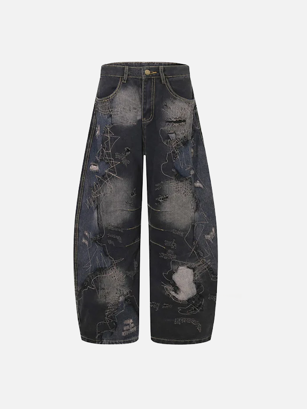 Metro Torn Rinse Bell Leg Denim alternatif görünüm