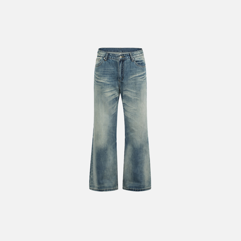 Flexible Streetweear Faded Ombre Denim Bell Denim