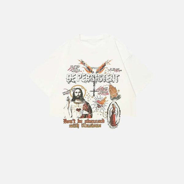 Everyday Illustrated Print White Cotton T-Shirt