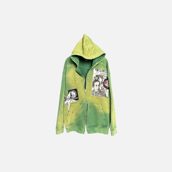 Forest Dye Boxy Zip Sweatshirt