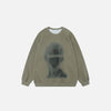 Front view of the green Shadow Silhouette Sweatshirt in a gray background
