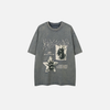 Digital-Age Drop-Shoulder Cozy Dirty-Art Patched Darkwave T-Shirt