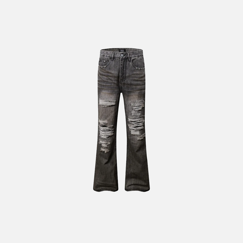 Men Scratch Faded Torn Classic Leg Denim