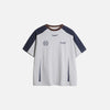 Front view of the gray Loose Sports Athletic T-shirt in a gray background