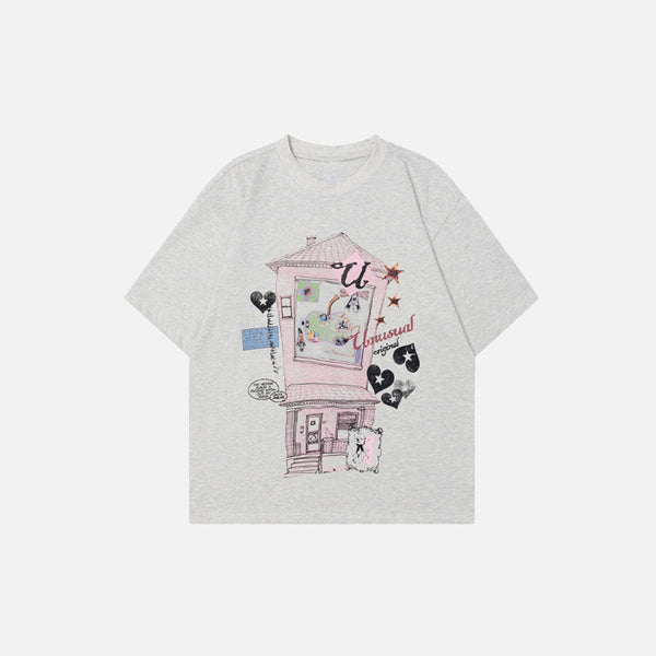 Iced Cartoon Print Short Sleeve T-Shirt alternatif görünüm