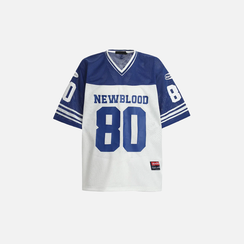 Ventilated Collage-Cut Mesh V-Neck Collar Jersey T-Shirt